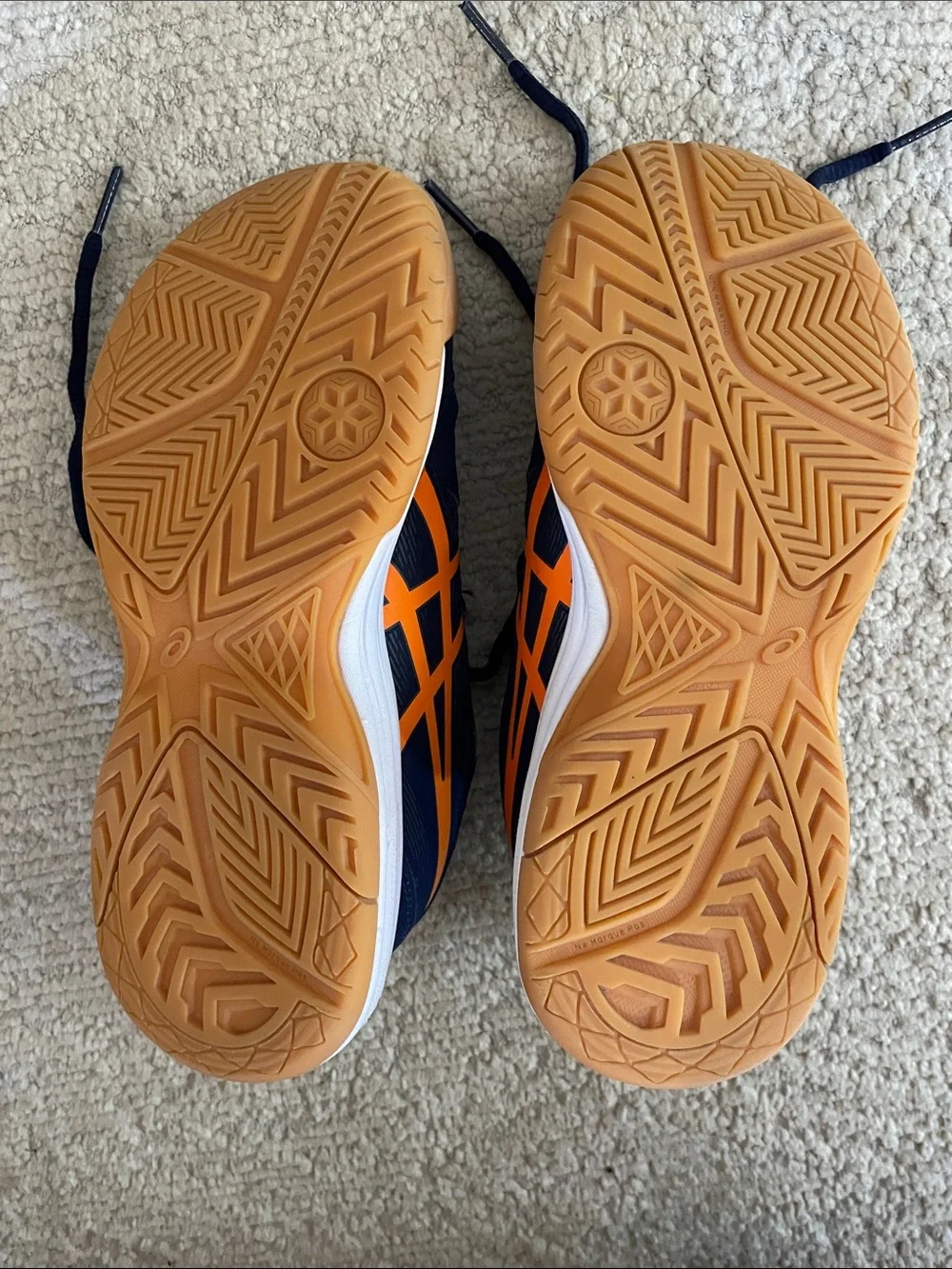 ASICS Kids Navy Sneakers with Bright Orange Stripes